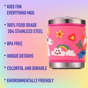 img 2 attached to 🦄 Premium 12 Oz Kids Stainless Steel Unicorn Pink 3D Mug - 2 Pack Slider Closure Lids - Eco-Friendly & BPA Free - F-32 Signature Collection (Unicorn Pink)