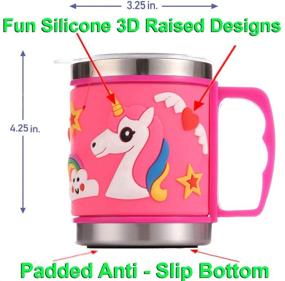 img 3 attached to 🦄 Premium 12 Oz Kids Stainless Steel Unicorn Pink 3D Mug - 2 Pack Slider Closure Lids - Eco-Friendly & BPA Free - F-32 Signature Collection (Unicorn Pink)