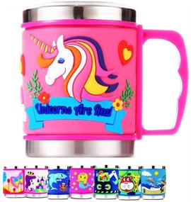 img 4 attached to 🦄 Premium 12 Oz Kids Stainless Steel Unicorn Pink 3D Mug - 2 Pack Slider Closure Lids - Eco-Friendly & BPA Free - F-32 Signature Collection (Unicorn Pink)