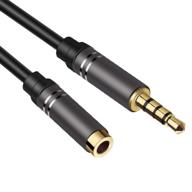 🔌 jeselry 6ft male to female audio cable - 4 pole hi-fi extension stereo sound 3.5mm aux cord for car - compatible with all 3.5mm-enabled devices - 1 pack - black logo