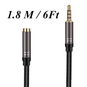 img 3 attached to 🔌 Jeselry 6Ft Male to Female Audio Cable - 4 Pole Hi-Fi Extension Stereo Sound 3.5mm Aux Cord for Car - Compatible with All 3.5mm-Enabled Devices - 1 Pack - Black