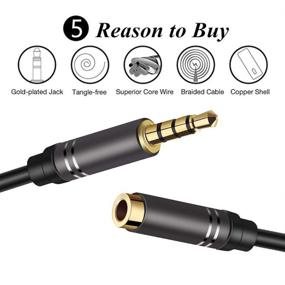img 1 attached to 🔌 Jeselry 6Ft Male to Female Audio Cable - 4 Pole Hi-Fi Extension Stereo Sound 3.5mm Aux Cord for Car - Compatible with All 3.5mm-Enabled Devices - 1 Pack - Black