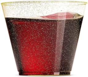 img 1 attached to Sparkling Gold Glitter Plastic Cups - 100 Pack of 9 Oz Clear Disposable Cups for Wedding Decorations, Parties, and Elegant Events