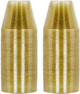 sparkling gold glitter plastic cups - 100 pack of 9 oz clear disposable cups for wedding decorations, parties, and elegant events logo