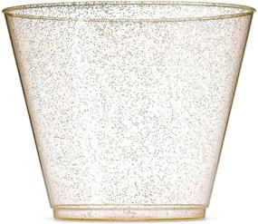 img 2 attached to Sparkling Gold Glitter Plastic Cups - 100 Pack of 9 Oz Clear Disposable Cups for Wedding Decorations, Parties, and Elegant Events