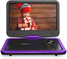 img 4 attached to COOAU 12.5” Portable DVD Player: HD Swivel Screen, 5-Hour Battery, Region-Free, USB/SD Support, Purple