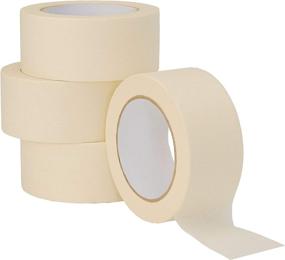 img 4 attached to LICHAMP Wide White Masking Tape Bulk Multi Pack - 🎭 4 Rolls, General Purpose & High Performance - 220 Total Yards!