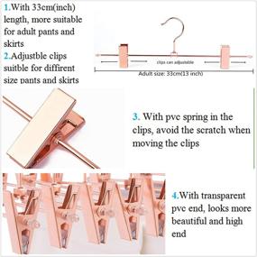 img 2 attached to 👗 Cocomaya 13 Inch 20 Pack Robust Rose Gold Copper Stainless Steel Clothes Hanger, Trouser Hanger, Skirt Hanger with Adjustable Clasps (Rose Gold, Set of 20)