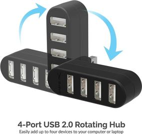 img 4 attached to Sabrent 4-Port USB 2.0 Hub - Adjustable 90°/180° Degree Rotatable Design (HB-UMN4)