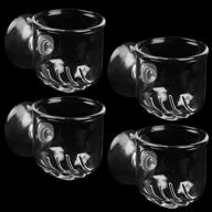 πΏ 4 pack crystal glass plant cup with suction for aquarium decor - small plant pot with hole, ideal for aquatic plants, red shrimp, live fish tank water potted planting - aquatic planter holder logo