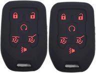 ezzy auto a pair black with red buttons silicone key fob case key covers key jacket skin fit for 2015 2016 suburban gmc yukon logo