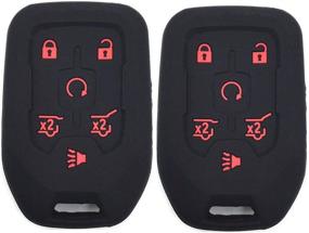 img 4 attached to Ezzy Auto A Pair Black With Red Buttons Silicone Key Fob Case Key Covers Key Jacket Skin Fit For 2015 2016 Suburban GMC Yukon