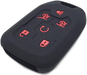 img 2 attached to Ezzy Auto A Pair Black With Red Buttons Silicone Key Fob Case Key Covers Key Jacket Skin Fit For 2015 2016 Suburban GMC Yukon