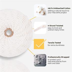 img 3 attached to 🧵 Premium 3mm Macrame Cord for Beginners - 350 Yards Twisted Natural Cotton String, Suitable for Plant Hanger, Wall Hanging, and Boho Projects. Soft yet Durable Macrame Rope - Top-Notch Macrame Supplies!