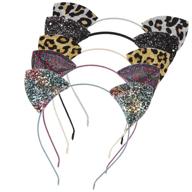 🐆 lirila beauty glitter leopard print cat ears hair headbands - delicate colorful hair bands for girls and women, assorted colors, one size, pack of 5 logo