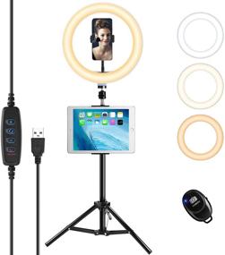 img 4 attached to 📸 JACKYLED Dimmable LED Ring Light with Tripod Stand & Cell Phone Holder for 10" iPad - Ideal for Live Stream, Makeup, YouTube, Video, Vlog, TikTok, Photography, Zoom Meeting