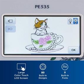 img 1 attached to 🧵 Brother PE535 Embroidery Machine with 80 Built-in Designs, 4x4 Hoop Area, 3.2-inch LCD Touchscreen, USB Port, and 9 Font Styles