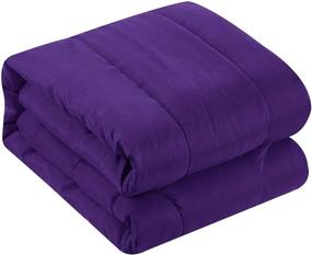 img 2 attached to 🎓 University All Season Easy-Wash Reversible Bright Solid Ultra-Soft Lightweight Microfiber Comforter Set - Twin Size in Vibrant Purple