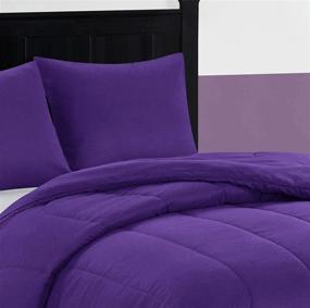 img 1 attached to 🎓 University All Season Easy-Wash Reversible Bright Solid Ultra-Soft Lightweight Microfiber Comforter Set - Twin Size in Vibrant Purple