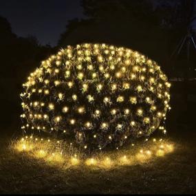 img 4 attached to 🎄 Enhance Your Outdoor Christmas Décor with 300LED Net Lights - Waterproof Fairy Lights for Garden, Bushes, and Xmas Tree - Warm White