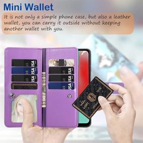 img 2 attached to FANUBA Galaxy A32 5G Wallet Phone Case - Purple | Magnetic Buttons, Card Holders, Kickstand | Shockproof Flip Folio Cover for Samsung Galaxy A32 5G