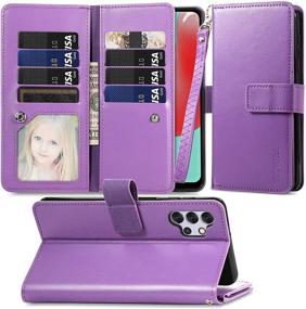 img 4 attached to FANUBA Galaxy A32 5G Wallet Phone Case - Purple | Magnetic Buttons, Card Holders, Kickstand | Shockproof Flip Folio Cover for Samsung Galaxy A32 5G