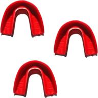 🔴 protective red safetgard 3-pack: strapless adult form fit super mouthguard for ultimate safety logo