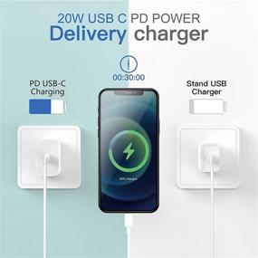 img 1 attached to 🔌 [Apple MFI Certified] Быстрая зарядка USB C для iPhone13/12/12 pro/12 pro max/11 pro Max с 6-футовым USB C кабелем Lightning - Белый