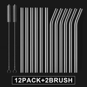 img 3 attached to HeykirHome 12-Pack Reusable Glass Straws: 8''x10MM Straight and Bent, perfect for Smoothies, Tea, Juice - Includes Cleaning Brushes