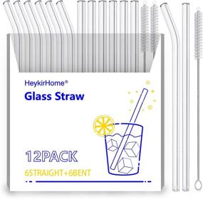 img 4 attached to HeykirHome 12-Pack Reusable Glass Straws: 8''x10MM Straight and Bent, perfect for Smoothies, Tea, Juice - Includes Cleaning Brushes