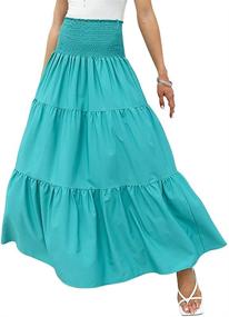 img 4 attached to 👗 Exlura Bohemian Printed Pleated Women's Skirts for Fashionable Clothing