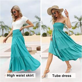 img 3 attached to 👗 Exlura Bohemian Printed Pleated Women's Skirts for Fashionable Clothing