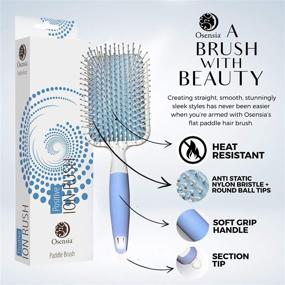 img 3 attached to Osensia Ionic Hair Brush for Thick Hair - Paddle Brush for Men and Women, Ideal for Blow Drying and Straightening - Gentle Bristles, Easy Comfort Grip Flat