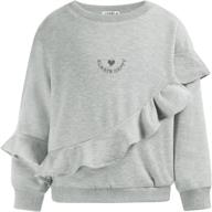 adorable girls ruffle sweatshirts: long sleeve crewneck pullover tops, perfect for fall, size 5-12 logo