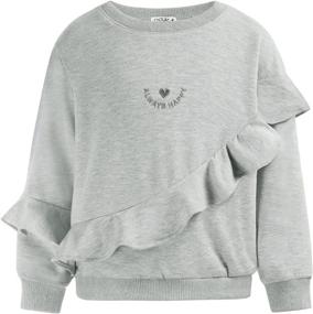 img 4 attached to Adorable Girls Ruffle Sweatshirts: Long Sleeve Crewneck Pullover Tops, Perfect for Fall, Size 5-12