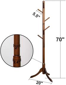 img 3 attached to 🌳 ACRO Freestanding Wooden Coat Hat Tree with Solid Rubber Wood Base - 8 Hooks Brown