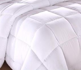 img 2 attached to Luxury Down Alternative Quilted Reversible Comforter/Bedspread - Fluffy with Plush Polyester Fill, Medium Weight, Machine 🛏️ Washable, All Year Use - Box Stitch Design, White - RV King Size 88 by 102 inches