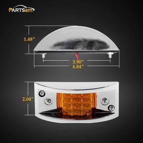 img 1 attached to 🚛 Partsam 2Pcs Truck Trailer Amber 12 LED Chrome Plated LED Marker Clearance Running Lights – Sealed