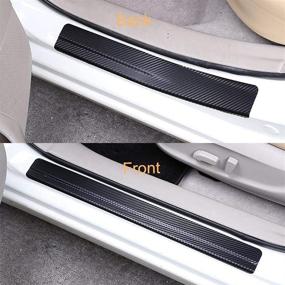 img 2 attached to 🚘 HJA Cadillac Door Sill Plate Protectors: Carbon Fiber Front/Rear Scuff Guards for All Cadillac Models, 4pcs/Set