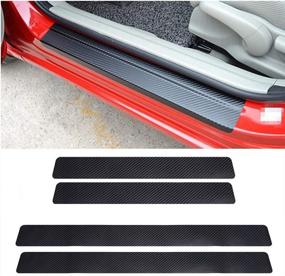 img 3 attached to 🚘 HJA Cadillac Door Sill Plate Protectors: Carbon Fiber Front/Rear Scuff Guards for All Cadillac Models, 4pcs/Set