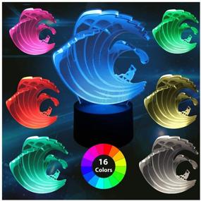 img 3 attached to LECO TECH Surfing Night Light: 3D Illusion Lamp with 16 Colors Control - Perfect Gifts for Surfer Enthusiasts, Bedroom Decor, and Party Ambiance