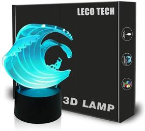 img 4 attached to LECO TECH Surfing Night Light: 3D Illusion Lamp with 16 Colors Control - Perfect Gifts for Surfer Enthusiasts, Bedroom Decor, and Party Ambiance