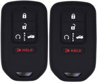 🔑 2pcs black full protective silicone key pocket remote rubber key cover case - 5 buttons for honda civic accord ex-l pilot cr-v smart key (2015-2018) logo