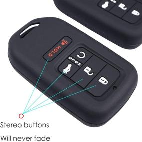 img 2 attached to 🔑 2Pcs Black Full Protective Silicone Key Pocket Remote Rubber Key Cover Case - 5 Buttons for Honda Civic Accord EX-L Pilot CR-V Smart Key (2015-2018)