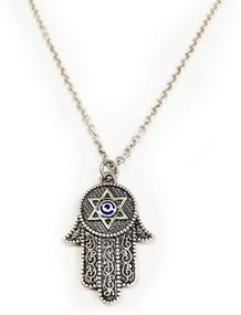 img 4 attached to 🕍 Handcrafted Hamsa Hand Star Of David Pendant Necklace with Lucky Eye Charm [3028]