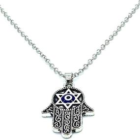 img 1 attached to 🕍 Handcrafted Hamsa Hand Star Of David Pendant Necklace with Lucky Eye Charm [3028]