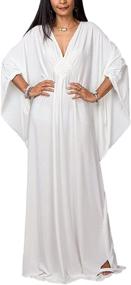 img 4 attached to 👗 Bsubseach Women's Plus Size Beach Kaftan Dresses: Solid Color, V Neck, Batwing Sleeve Cover Up