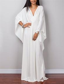 img 3 attached to 👗 Bsubseach Women's Plus Size Beach Kaftan Dresses: Solid Color, V Neck, Batwing Sleeve Cover Up