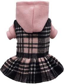 img 2 attached to 🐾 Stay Stylish and Warm with Fitwarm Knitted Plaid Dog Dress Hoodie Sweatshirts: Pet Clothes Sweater Coats Cat Outfits