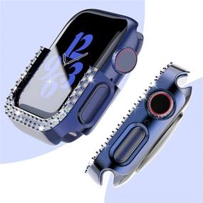 img 2 attached to 💎 Впечатляющий набор из 8 чехлов с блестками для Apple Watch 44mm SE Series 6/5/4 - Жесткий чехол Fvlerz из двух рядов кристаллических зарядок | Ударопрочная защита и полная защита | Обязательные аксессуары для iWatch